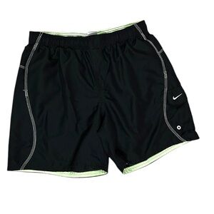 Nike Men's Navy Blue Swim Trunks Drawstring Pockets Mesh Lined XL Logo